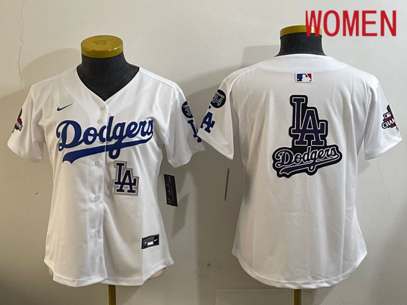 Women Los Angeles Dodgers Blank White Game 2024 Nike MLB Jersey style 12098->youth mlb jersey->Youth Jersey